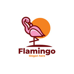 Flamingo modern cute logo vector