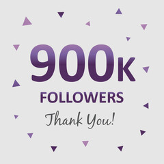 illustration for 900k followers on social media. commemorative and thank you text. 900k followers design. vector art for social networks. number of followers.