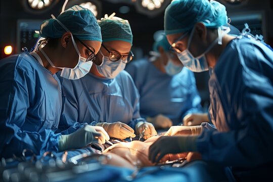 Medical team engaged in precise surgical operation