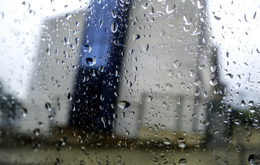 Glass wet by rain
