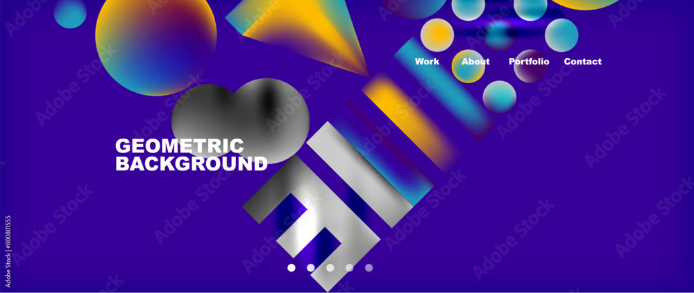 Aufkleber A dynamic geometric pattern of colorful shapes in shades of azure and violet on an electric blue background. The symmetry and lighting create a futuristic feel, perfect for techrelated designs
