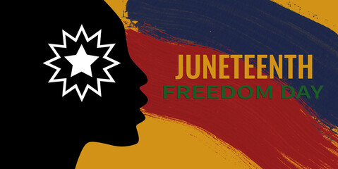 Juneteenth Freedom Day. African heritage . June 19. Celebrate Black Freedom. Flag. 3d illustration