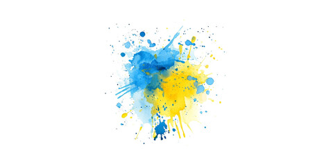 watercolor blue and yellow splash, clipart isolated on white background

