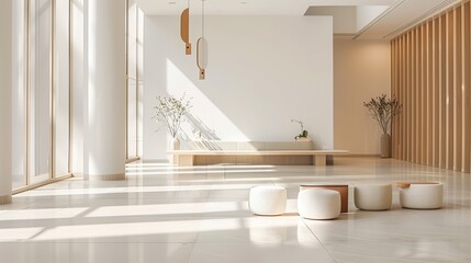 Serene Minimalist Lobby Interior with Natural Light