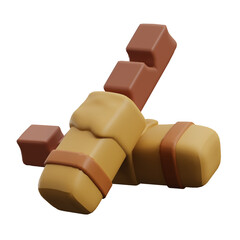 chocolate pieces 3d rendered icon.