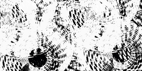 Abstract urban seamless pattern. Grunge texture background. Scuffed drop sprays, triangles, dots, black and white spray paint, splash. Urban modern wallpaper