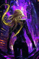 A beautiful blonde female superhero, illustration
