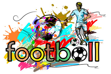 text and football sport art and brush style 