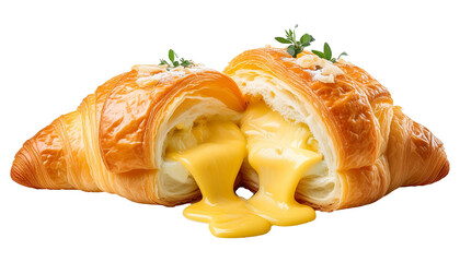 a croissant filled with melted mozzarella cheese