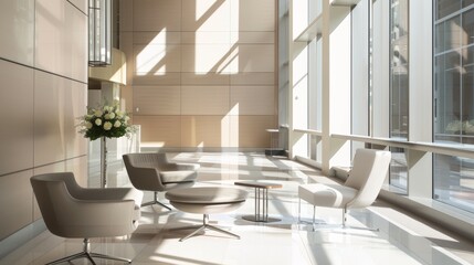 Modern Minimalist Lobby with Abundant Natural Light