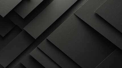 Minimalistic black dynamic background with diagonal lines, abstract dark geometric shape from paper with soft shadows background, top view, flat lay