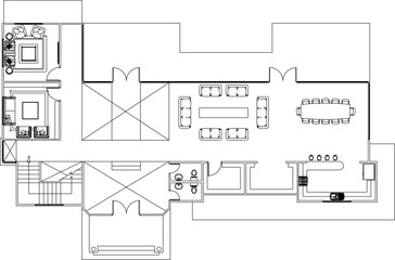 vector illustration, sketch design, architectural drawing, house plan, transit villa