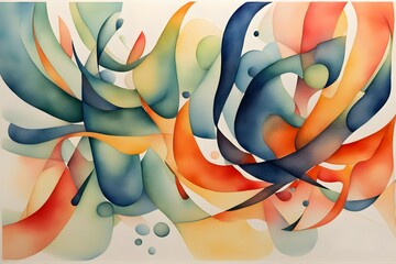 A colorful abstract painting with a lot of different colors and shapes