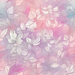 Light Pink sketch texture doodles with colorful gradient leaves