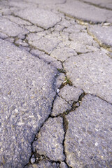 Cracked and damaged asphalt
