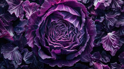 Obraz premium Purple cabbage Background. Top view.