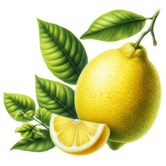 lemon with leaves