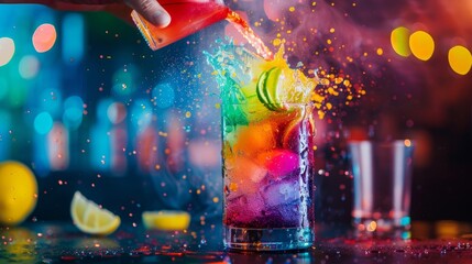 The audience watches in amazement as the magician skillfully blends ingredients in a shaker and pours out colorful mocktails that seem to appear out of thin air.