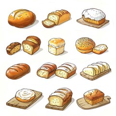 bread baking, simple and digital art style