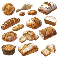 bread baking, simple and digital art style