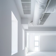 air ducts in a construction home, white background