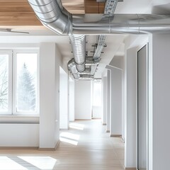 air ducts in a construction home, white background