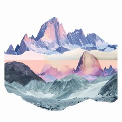 mountains pastel colors, isolated on white background