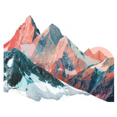 mountains pastel colors, isolated on white background