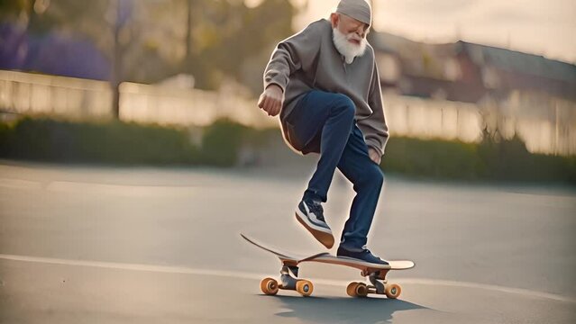 Man Skateboarding Down City Street Generative AI