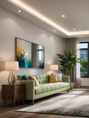3d rendering, modern living room
