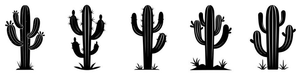 set of Cactus silhouettes. vector