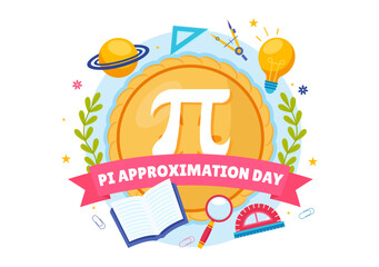 Pi Approximation Day Vector Illustration on July 22 with Mathematical Constants, Greek Letters or Baked Sweet Pie in Flat Cartoon Background
