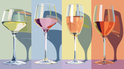 Stylish empty glasses on color background closeup Vector