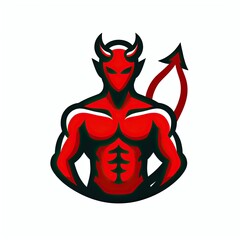 A logo containing red devil simple vector