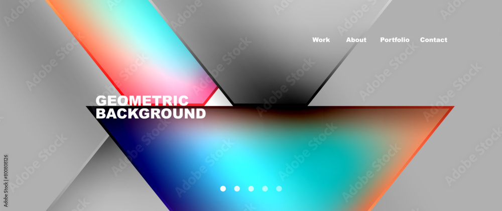 Poster A geometric background featuring colorful triangles on a gray rectangle. The vibrant hues include electric blue, creating a modern display reminiscent of automotive lighting