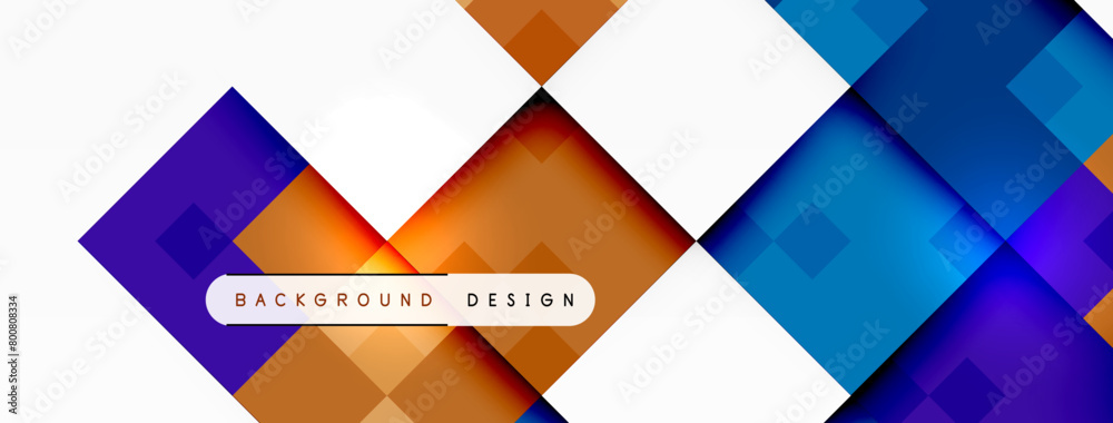 Poster A vibrant design featuring rectangles, triangles, and circles on an electric blue background with a white border. The pattern creates a symmetrical and colorful display of graphics