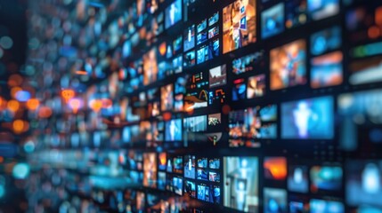 Abstract AI-generated background with digital shapes, futuristic elements and patterns. Concept of future technologies and artificial intelligence.