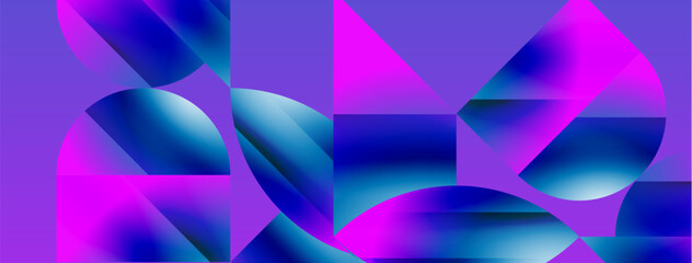 Fototapeta premium A vibrant colorfulness of purple, violet, magenta, and electric blue in a neon geometric pattern with symmetry on a purple background