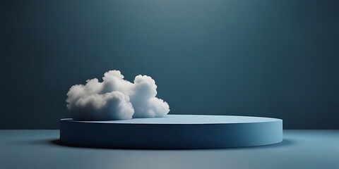 Background vector 3d blue rendering with podium and minimal cloudy scene. Minimal product display background 