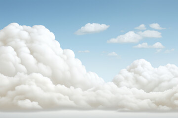 White fluffy clouds in the blue sky. 3d render illustration