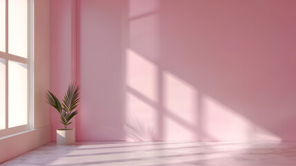 Light and shadow in a pink room ,generative ai
