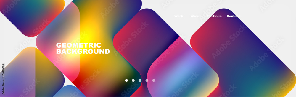 Poster a geometric background with colorful squares on a white background . high quality