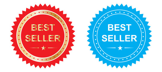 Best seller sticker, label, banner, ribbon collection. Set of best seller emblem for sale, special offer, promotion, advertising