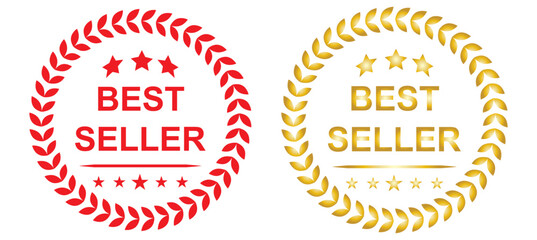 Best seller sticker, label, banner, ribbon collection. Set of best seller emblem for sale, special offer, promotion, advertising