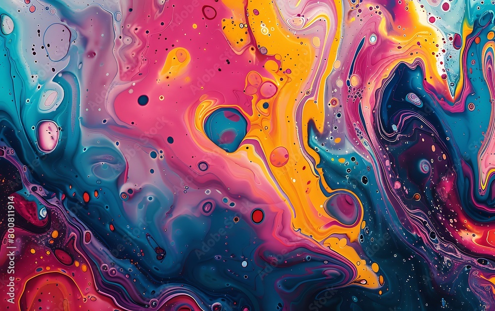 Poster fluid patterns in a riot of colorful tones