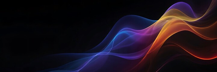 Abstract lines of different colors are moving in a colorful background.
