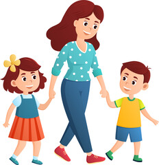 Fototapeta premium mother and child for decorate mother day cartoon character love illustration design