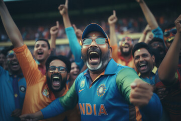 Indian people cheers and supporting team in the stadium