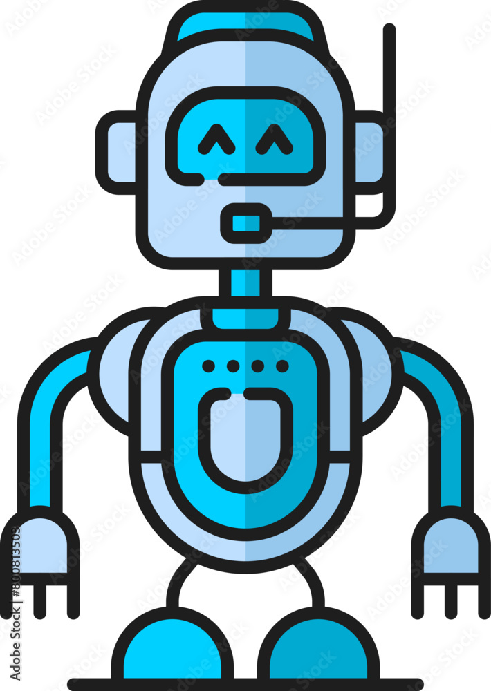 Leinwandbilder retro droid, game humanoid robot, alien futuristic virtual bot thin line color icon. robotic technol