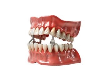 a model of teeth with screws